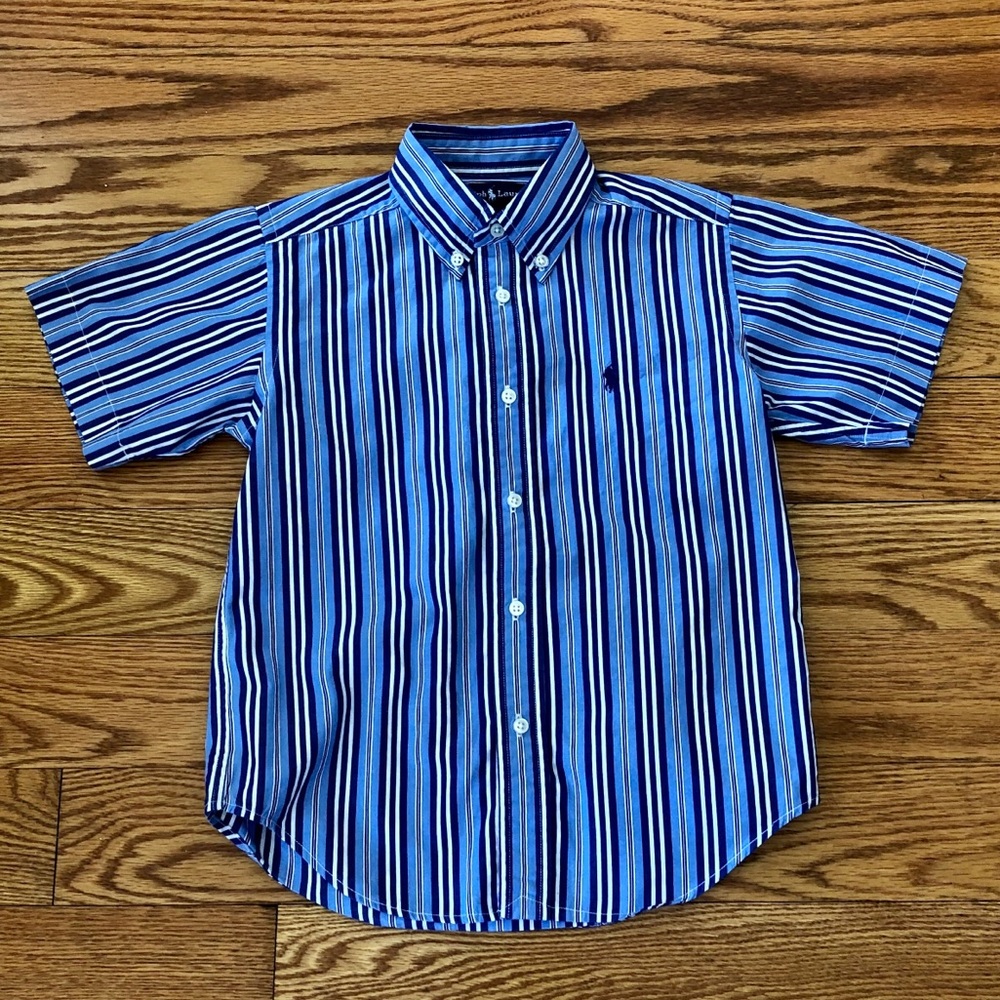 Ralph Lauren Blue & White Striped Boys Dress Shirt